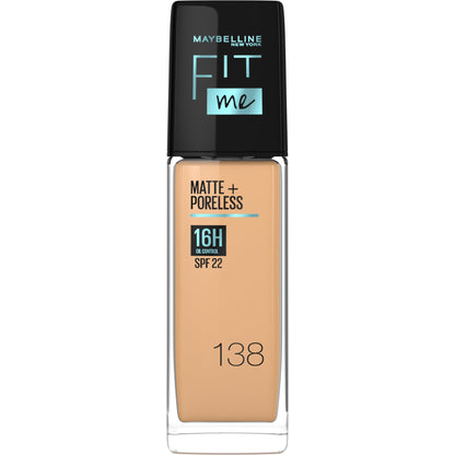 Maybelline Fit Me Matte+Poreless Liquid Foundation with SPF22 30ml 138|30ml