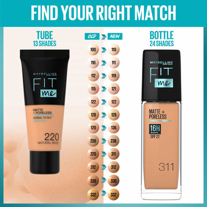 Maybelline Fit Me Matte+Poreless Liquid Foundation with SPF22 30ml 220|30ml