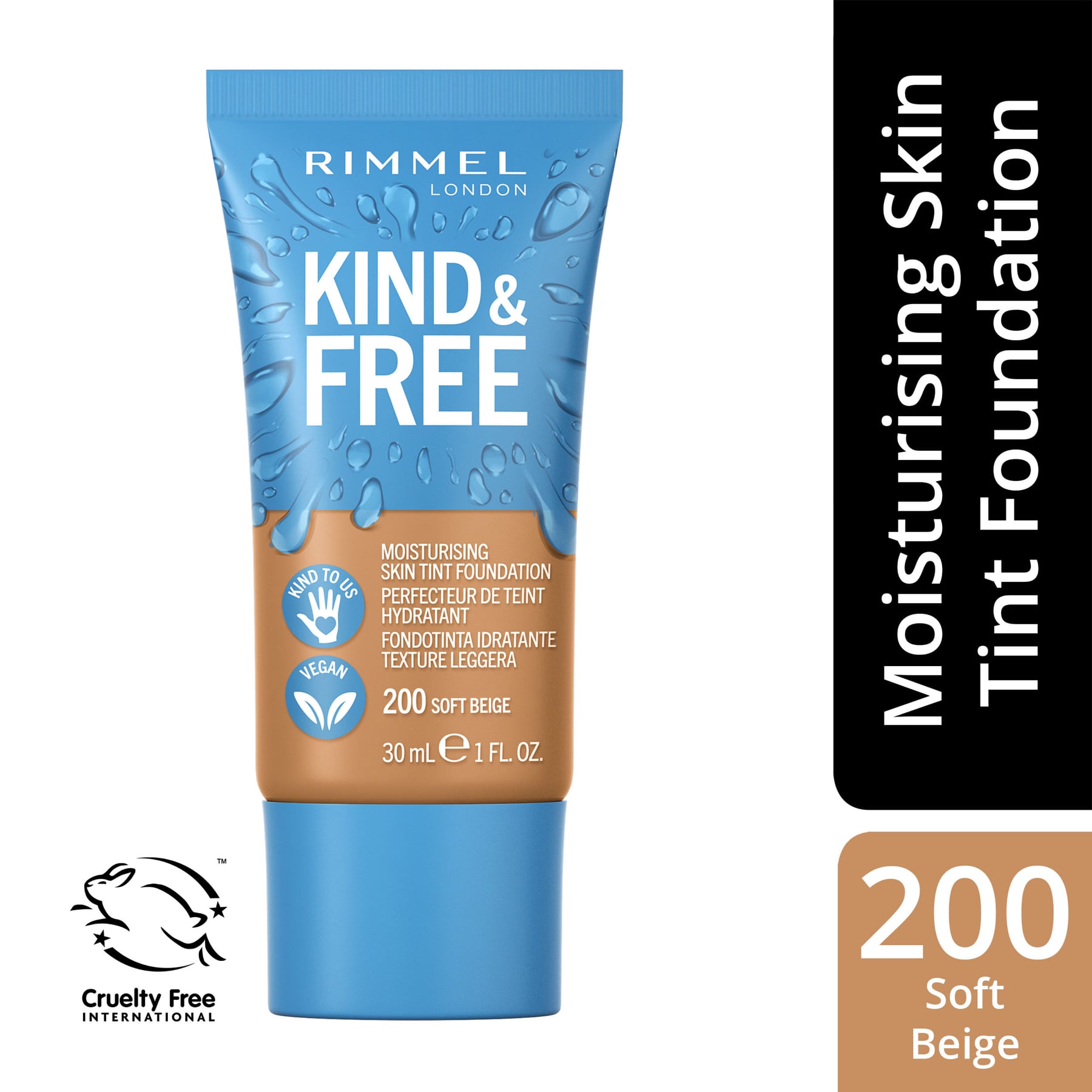 KIND & FREE Moisturising Skin Tint Foundation 30ml 200 Soft Beige|30ml