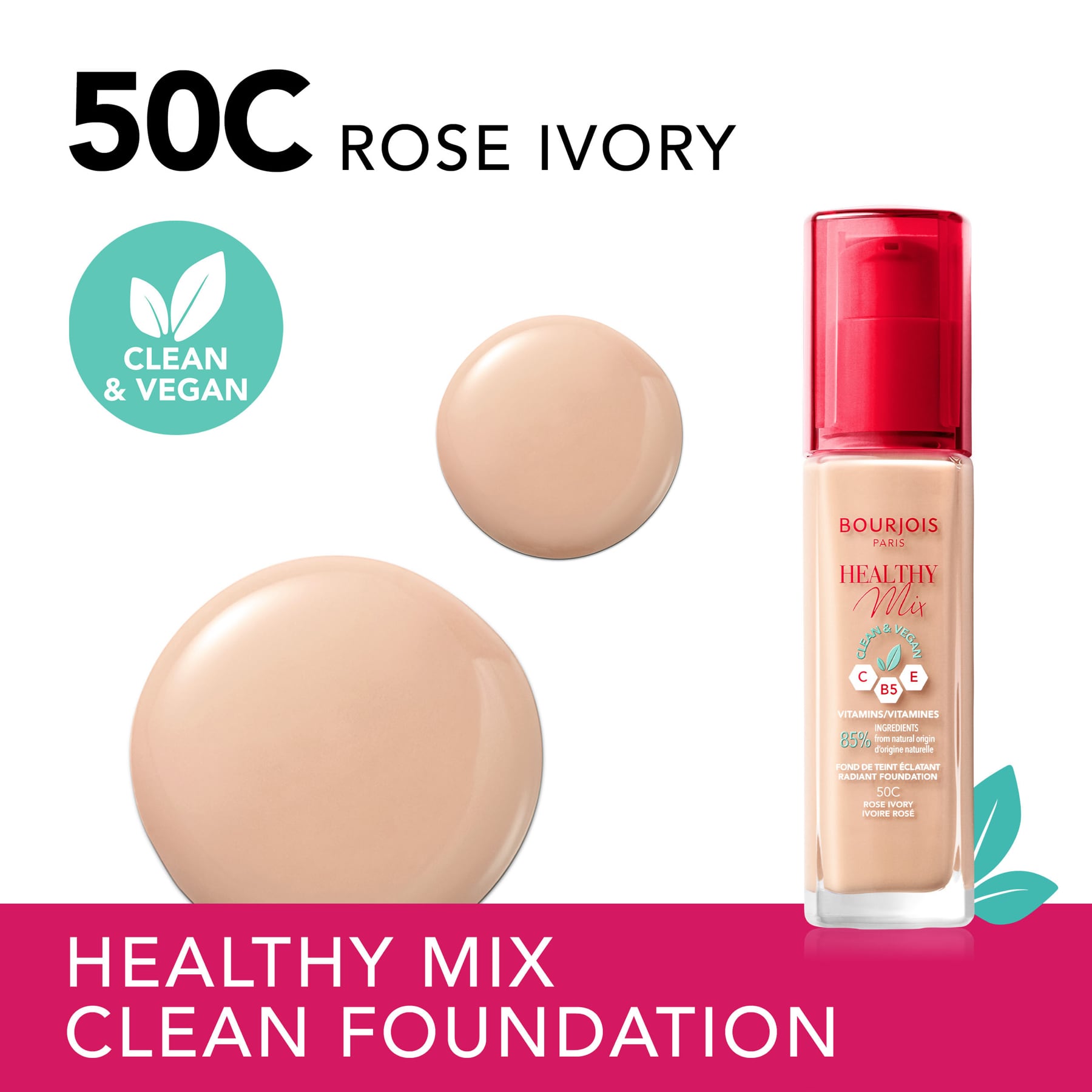 Healthy Mix Clean Foundation 30ml 50C Rose Ivory|30ml