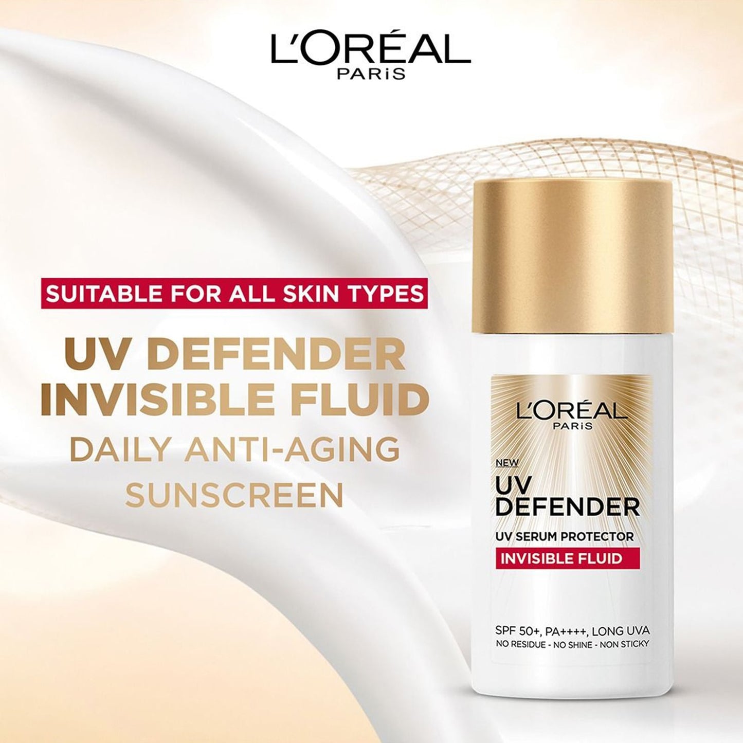 L'Oreal Paris UV Defender Invisible Fluid Sunscreen SPF50+ PA++++ 50ml