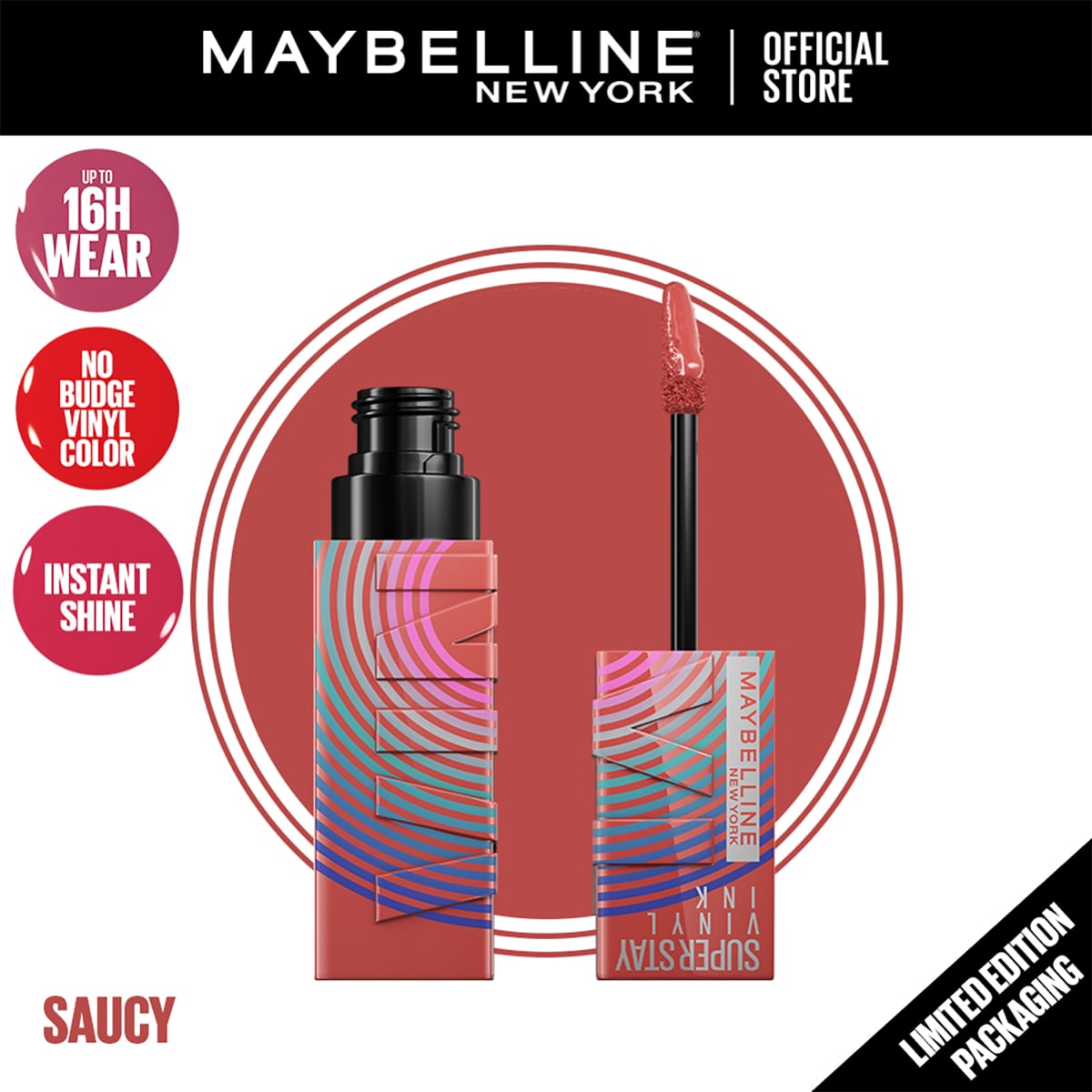 Maybelline Superstay Vinyl Ink Lipstick Music Collection Limited Edition Saucy
