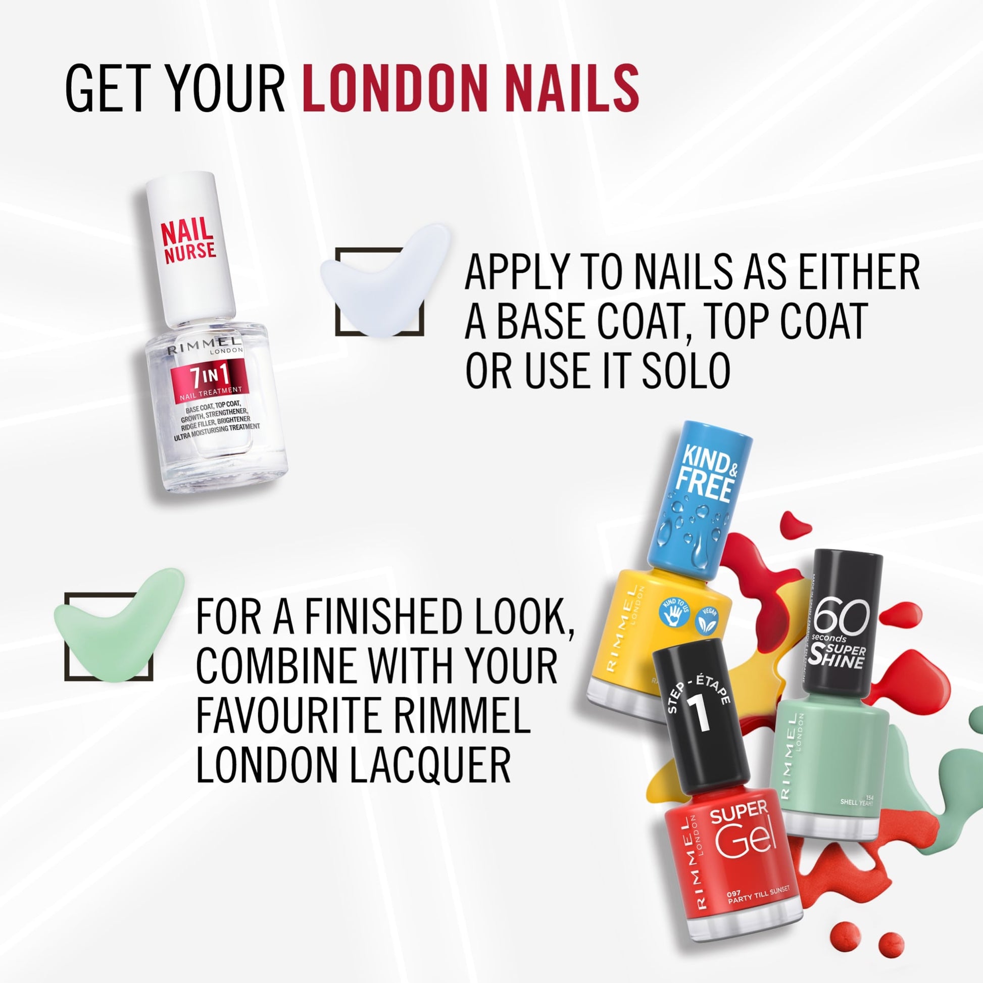 Rimmel London Nail Care 7 in 1 Multi Benefit Base & Top Coat 12ml 47g