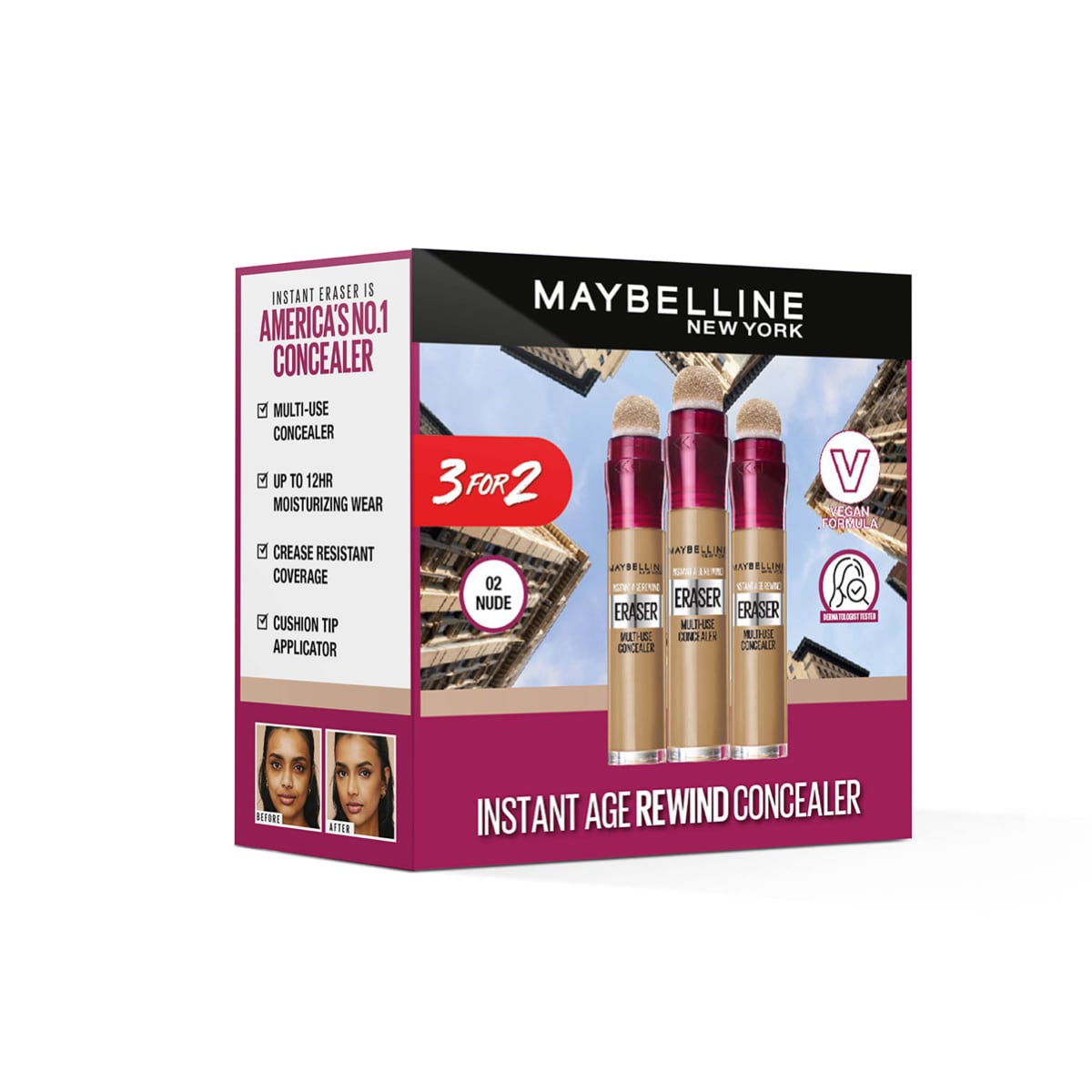 Maybelline Instant Age Rewind Concealer Set 3pcs Shade 02 02