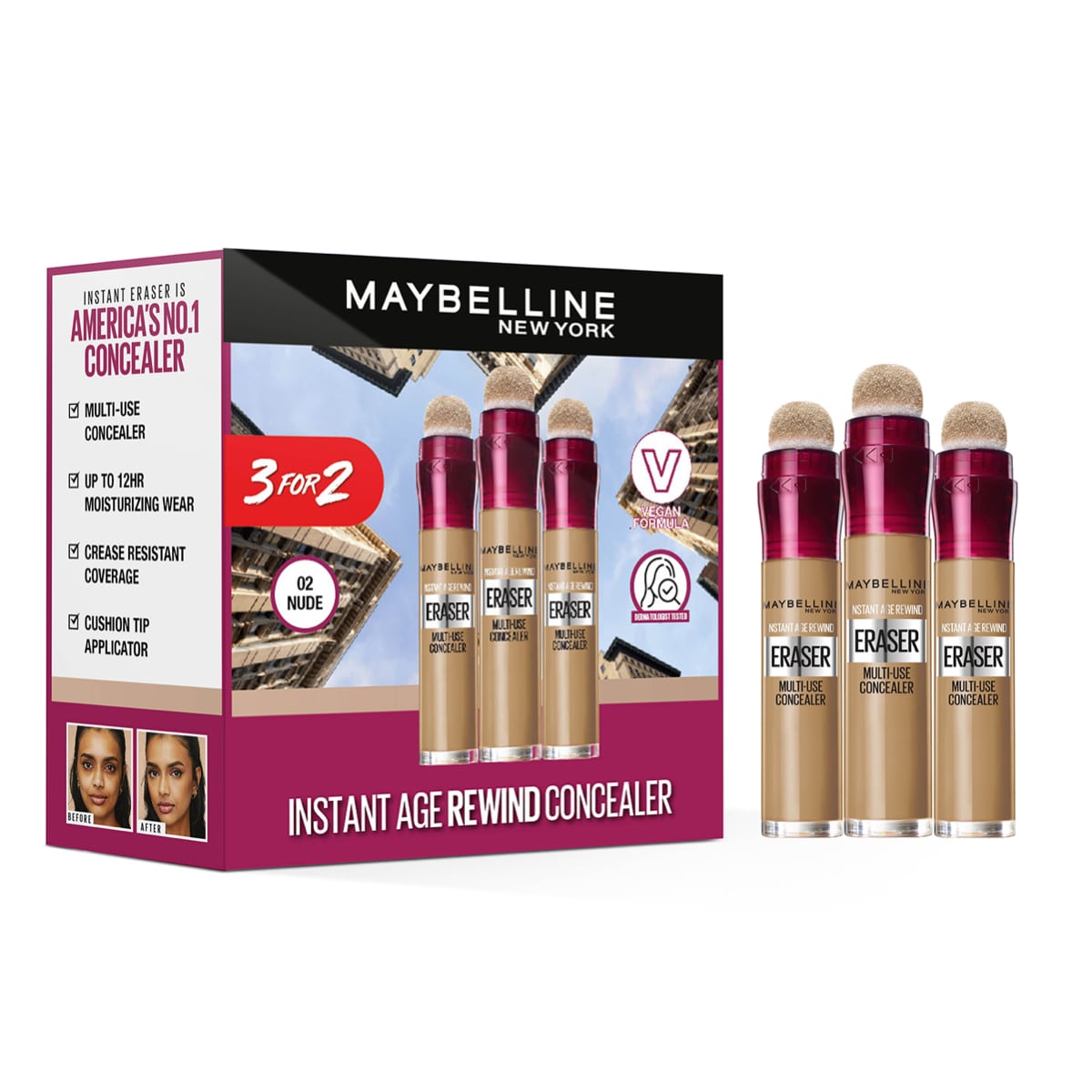 Maybelline Instant Age Rewind Concealer Set 3pcs Shade 02 02