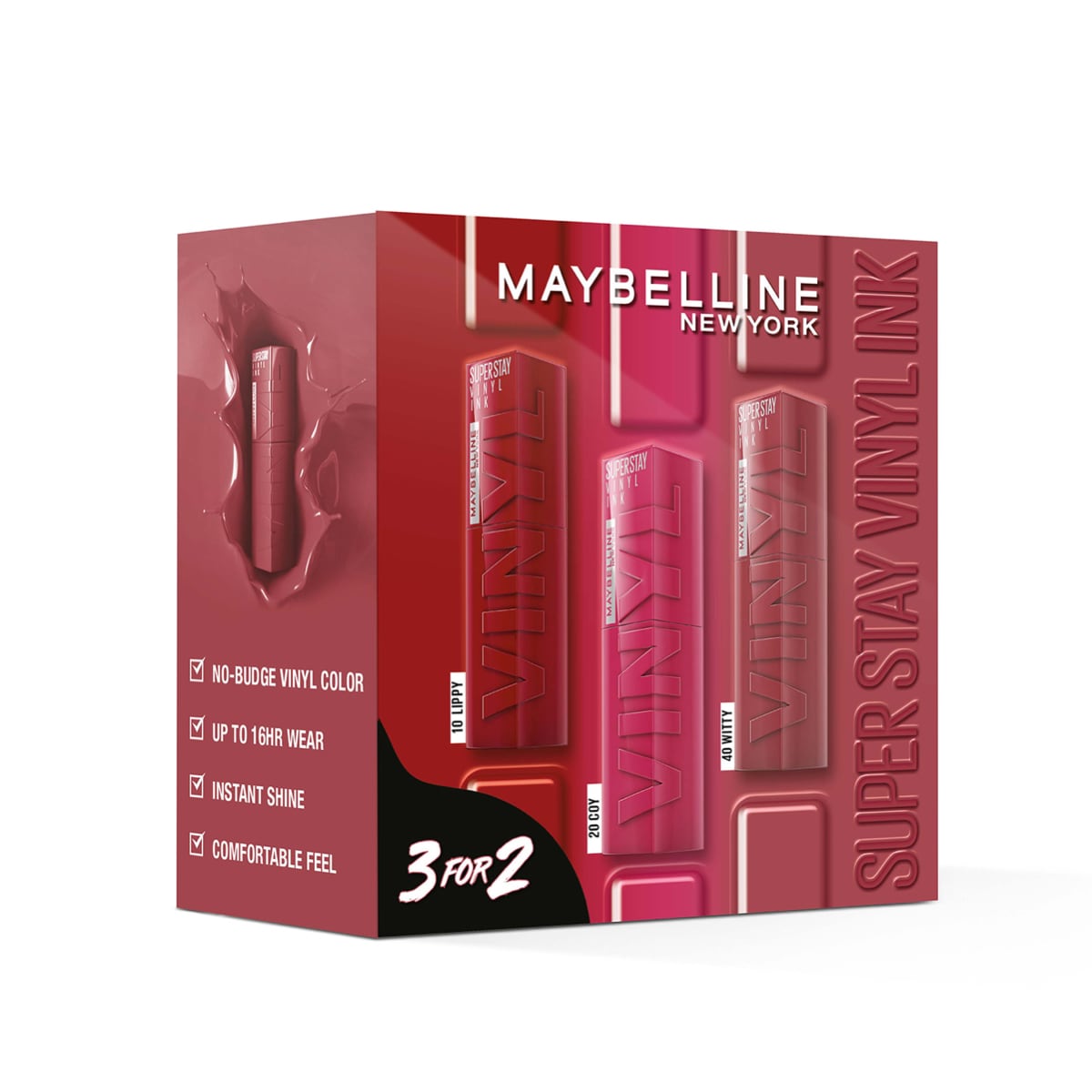 Maybelline Superstay Vinyk Ink Lipstick Set 3pcs (Coy, Lippy, Witty) Coy, Lippy, Witty