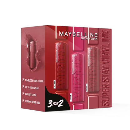 Maybelline Superstay Vinyk Ink Lipstick Set 3pcs (Coy, Lippy, Witty) Coy, Lippy, Witty