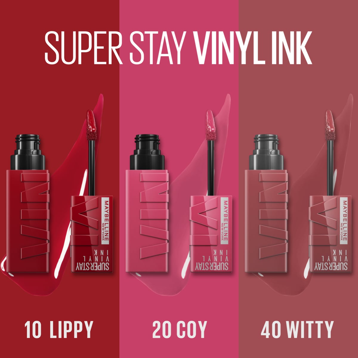 Maybelline Superstay Vinyk Ink Lipstick Set 3pcs (Coy, Lippy, Witty) Coy, Lippy, Witty