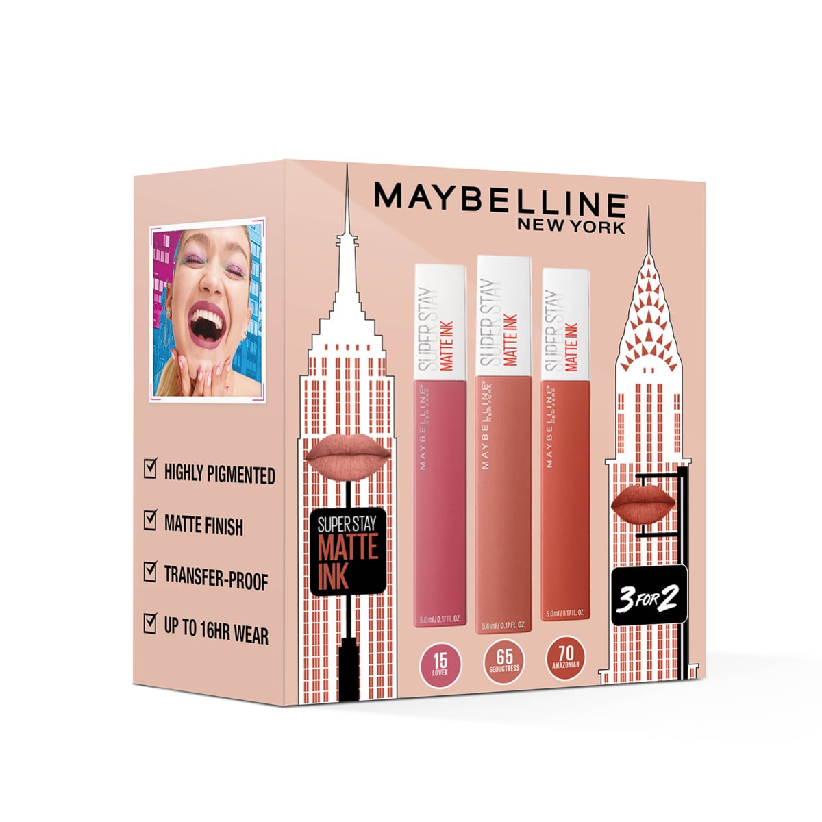 Maybelline Superstay Matte Ink Lipstick Set 3pcs (Amazonian, Lover, Seductress) Amazonian, Lover, Seductress