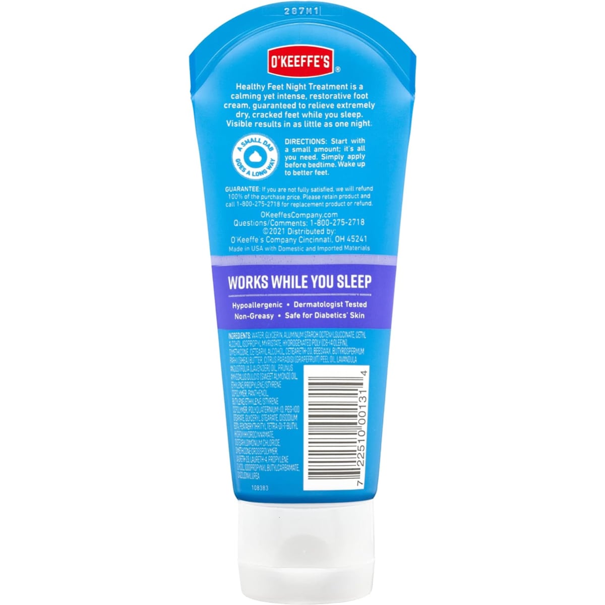 O'Keeffe's Healthy Feet Night Treatment Foot Cream Tube 3oz 3oz