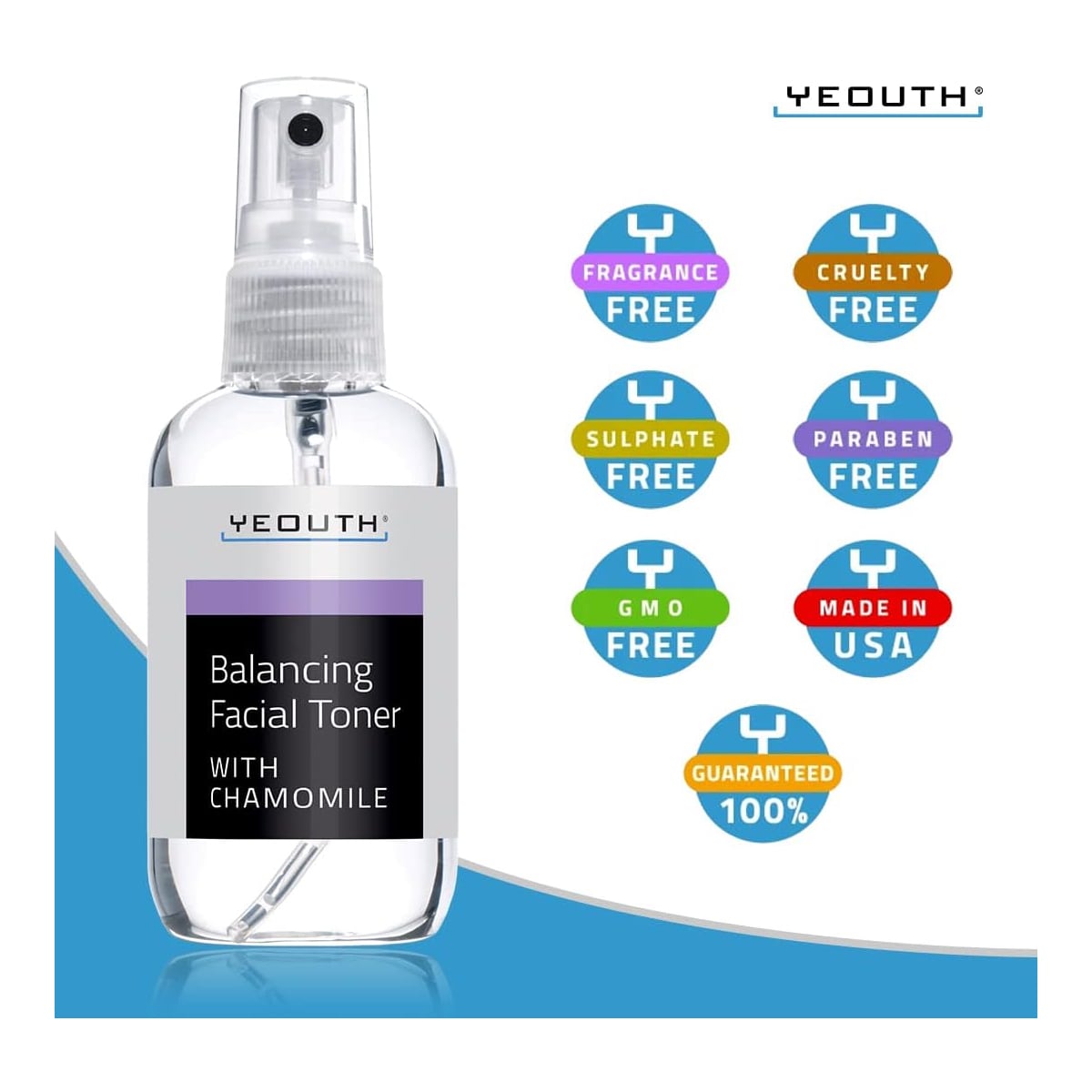 Yeouth Balancing Facial Toner with Chamomile, Allantoin, Alcloxa, 3.4oz 3.4oz