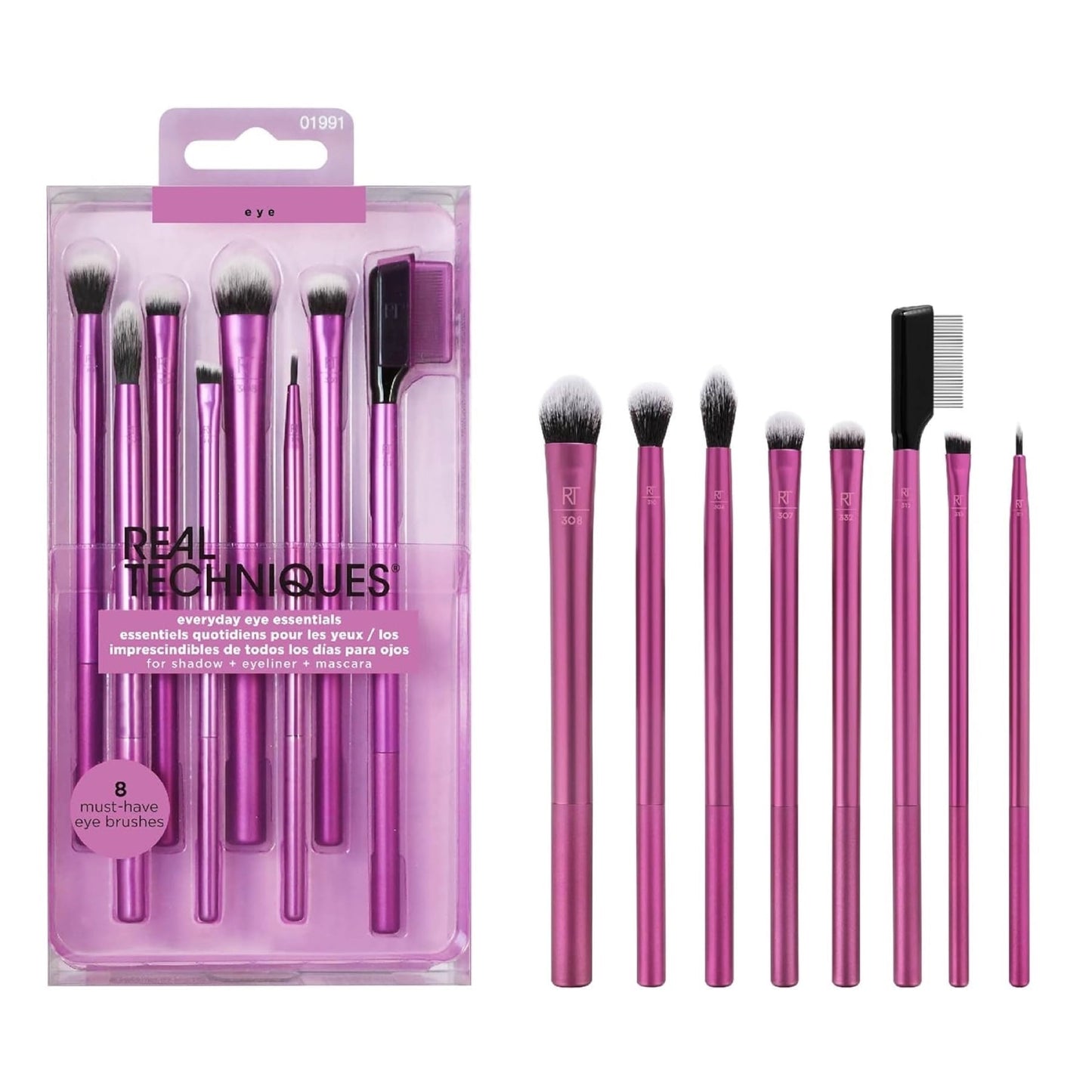 Real Techniques Everyday Eye Essentials Makeup Brush Kit, 8 Piece Set