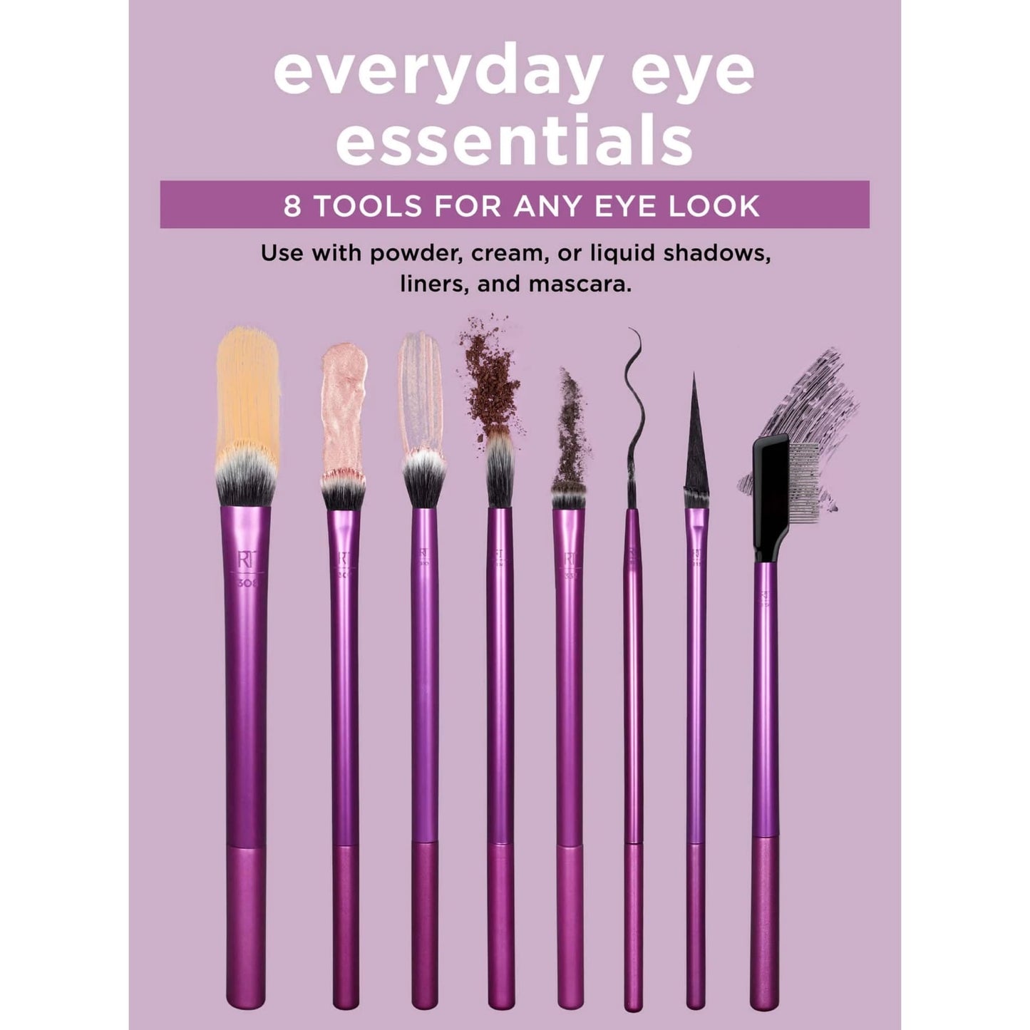Real Techniques Everyday Eye Essentials Makeup Brush Kit, 8 Piece Set