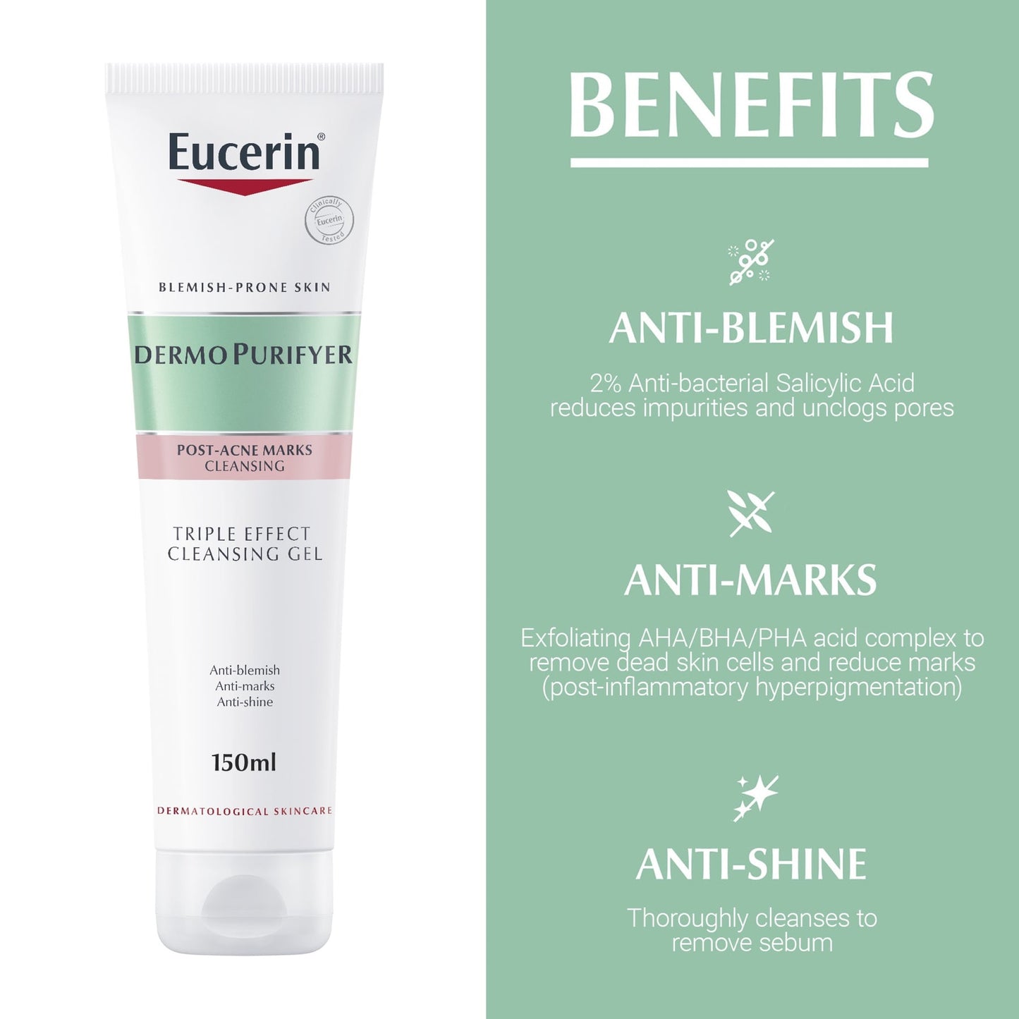 Eucerin DermoPurifyer Triple Effect Face and Body Cleansing Gel 150ml