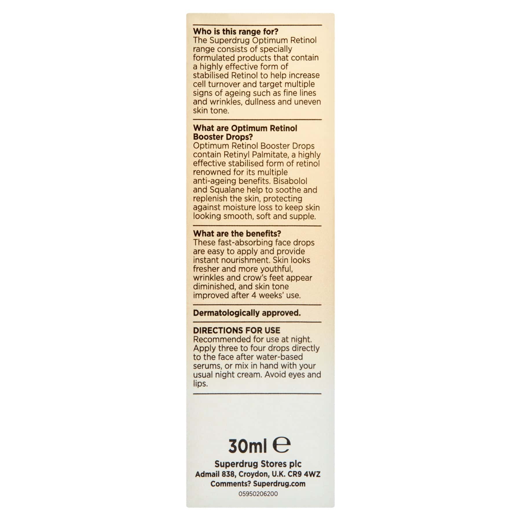 Optimum Nourishing Booster Drops Anti-Ageing Treatment Retinol 30ml 30ml