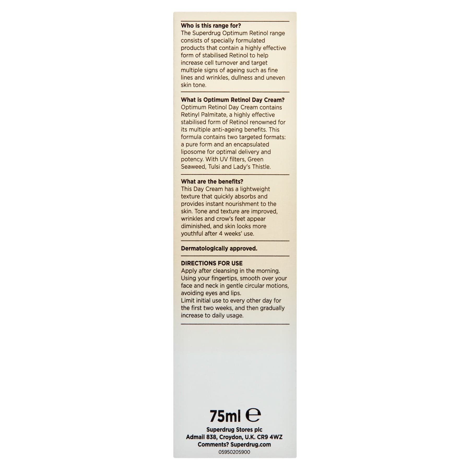 Optimum Anti-Wrinkle Anti-Ageing Day Cream Retinol 75ml 75ml