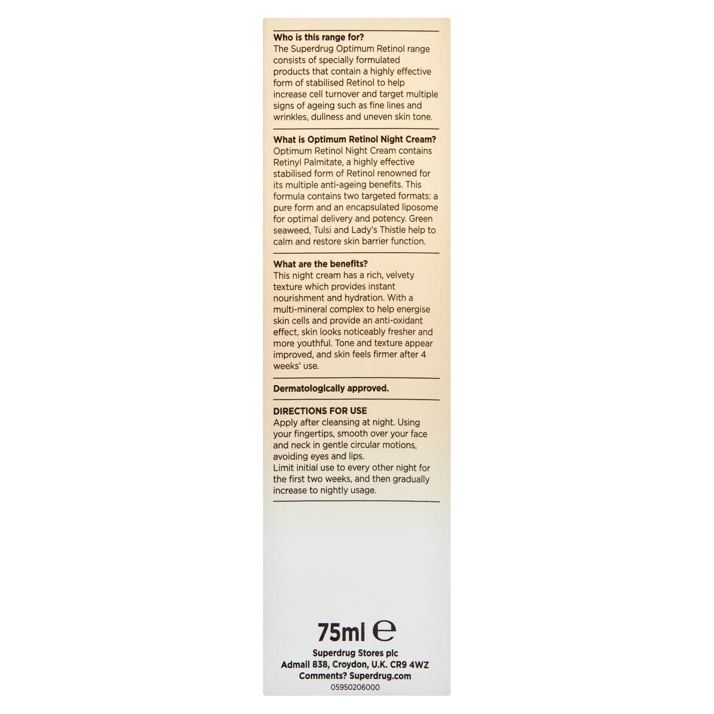 Optimum Nourishing Anti-Ageing Night Cream Retinol 75ml 75ml