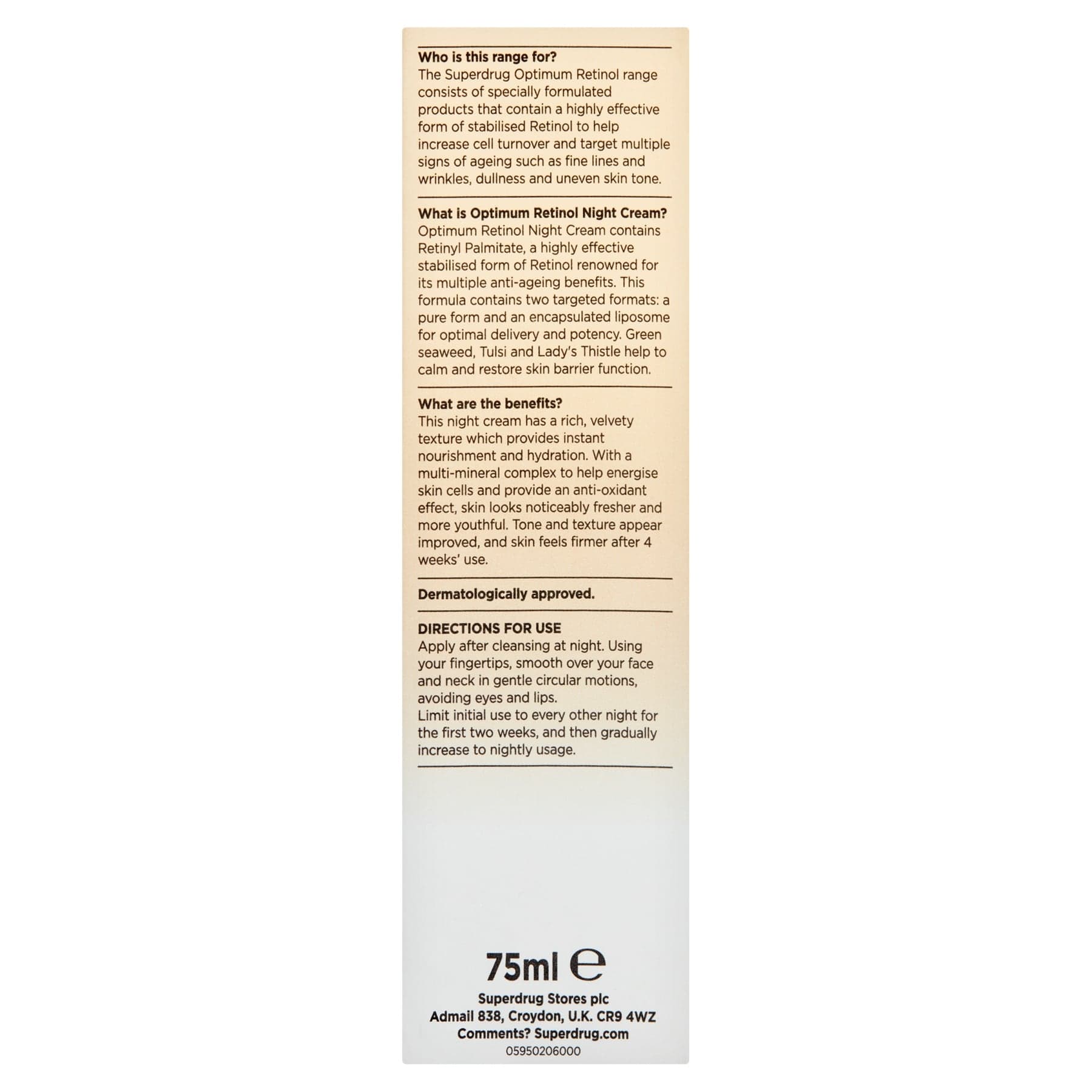Optimum Nourishing Anti-Ageing Night Cream Retinol 75ml 75ml