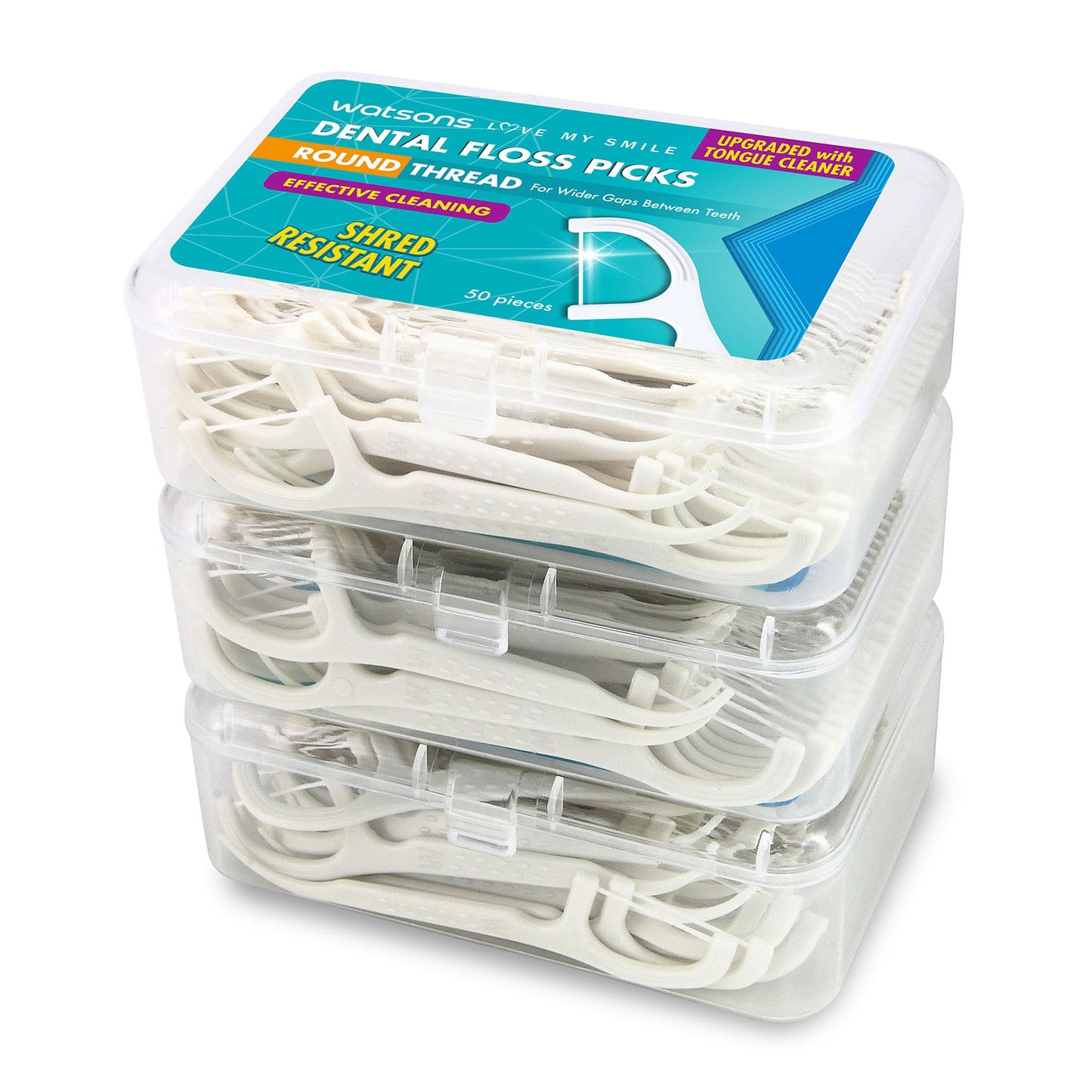 Round Thread Dental Floss Picks with Tongue Cleaner 3X50pcs