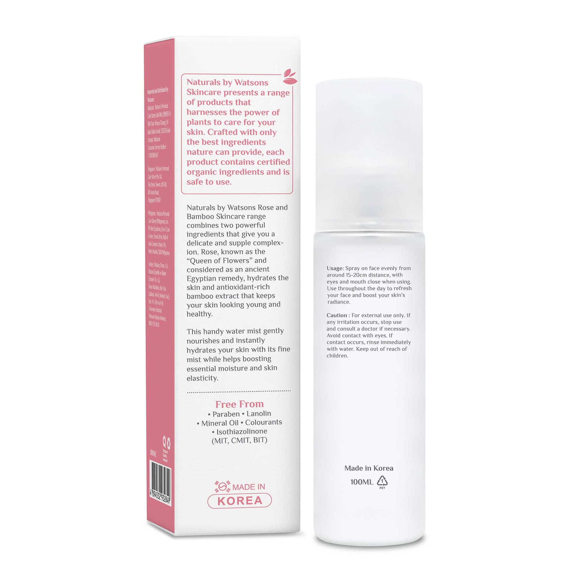 Hydrating Water Face Mist Spray Rose & Bamboo 100ml 100ml