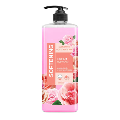 Love My Skin Softening Cream Body Wash Rosewater & Evening Primrose 1l 1L