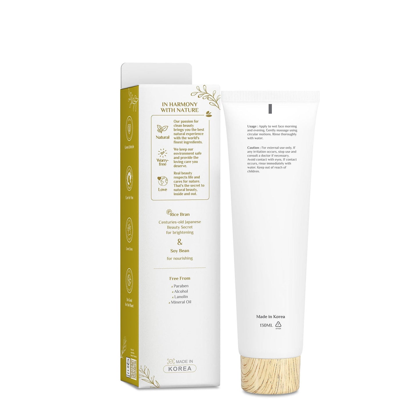 Rice Bran & Soy Bean Brightening Cleansing Foam 130ml 130ml