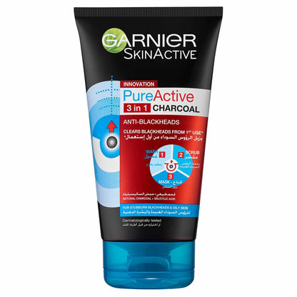 SkinActive Pure Active 3-in-1 Charcoal Face Wash 150ml