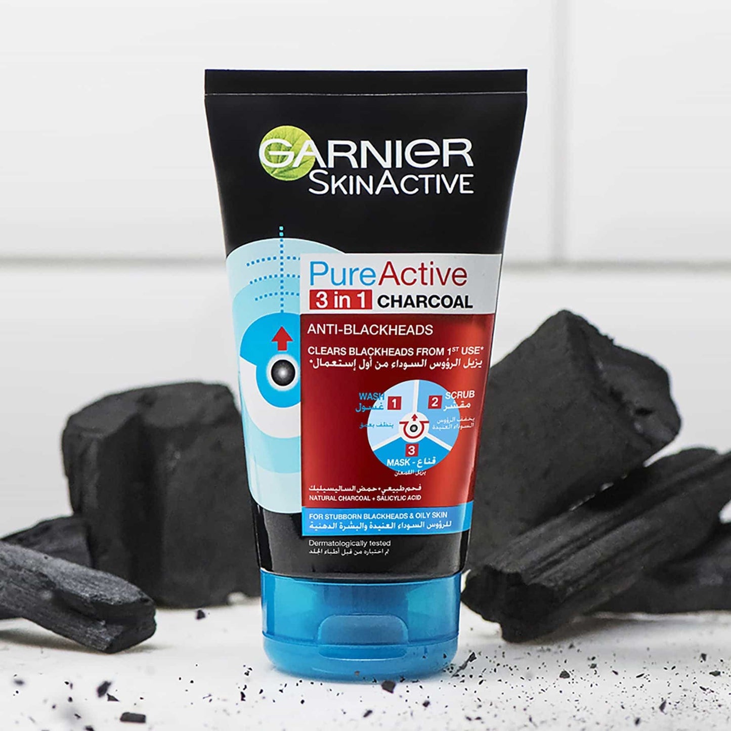 SkinActive Pure Active 3-in-1 Charcoal Face Wash 150ml