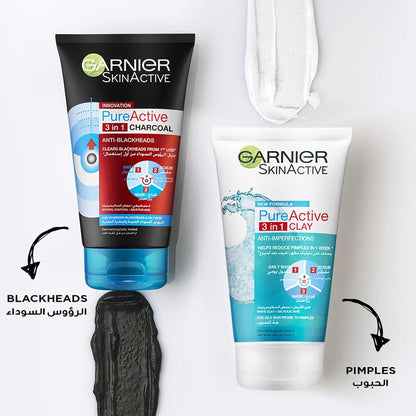 SkinActive Pure Active 3-in-1 Charcoal Face Wash 150ml