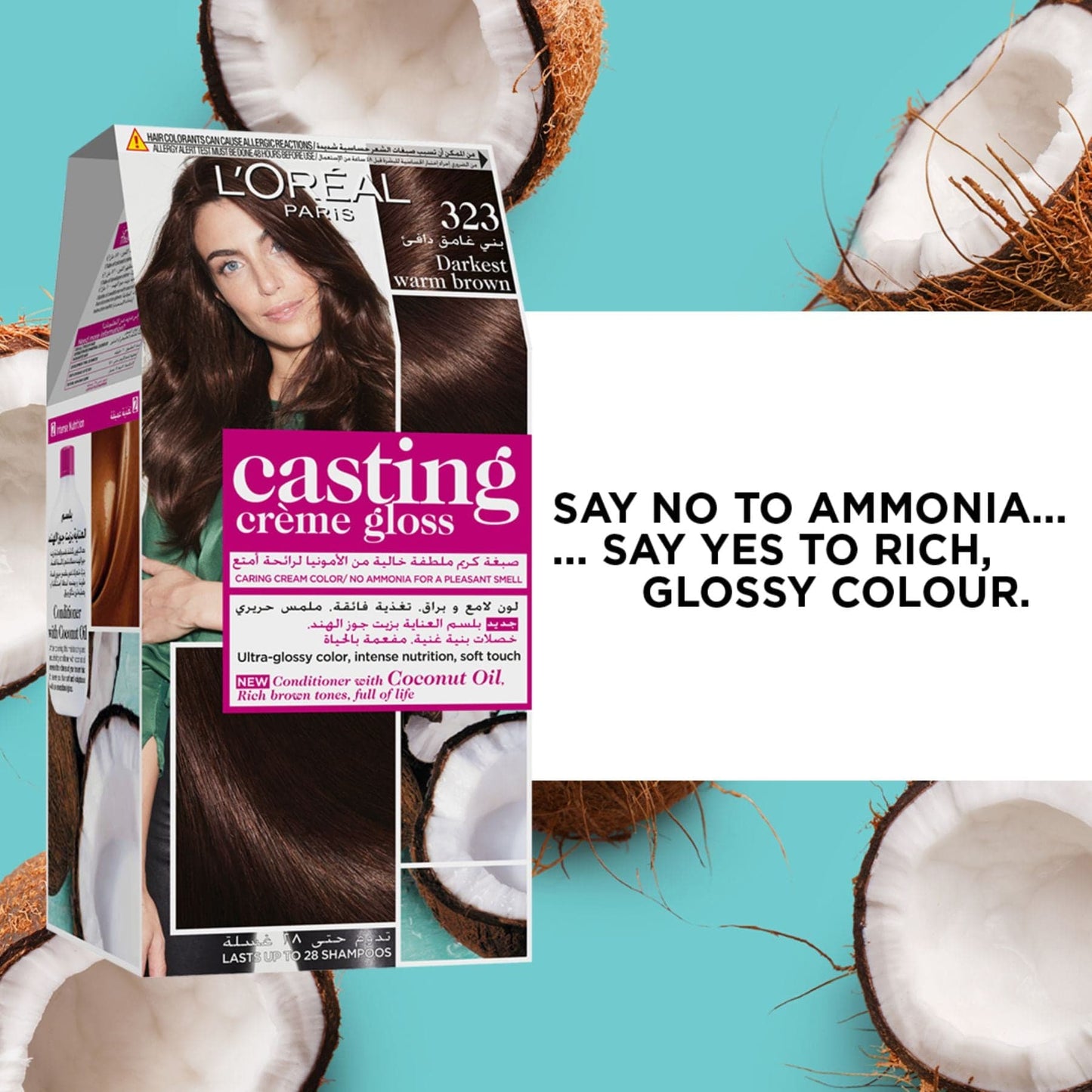 Casting Creme Gloss No Ammonia Permanent Hair Colour 48ml 323 Darkest Warm Brown