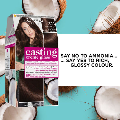 Casting Creme Gloss No Ammonia Permanent Hair Colour 48ml 323 Darkest Warm Brown