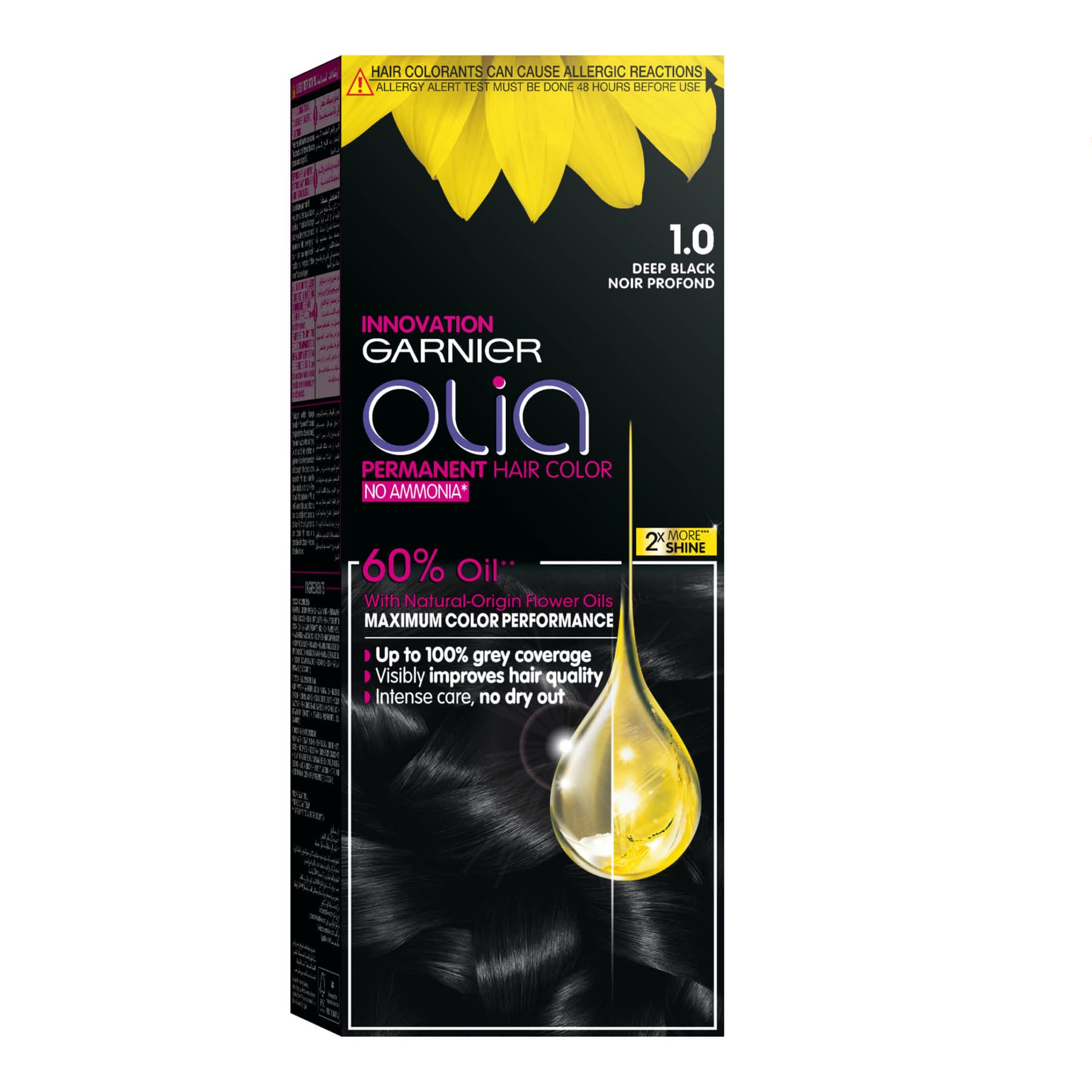 Olia No Ammonia Permanent Hair Colour 60ml 1.0 Deep Black