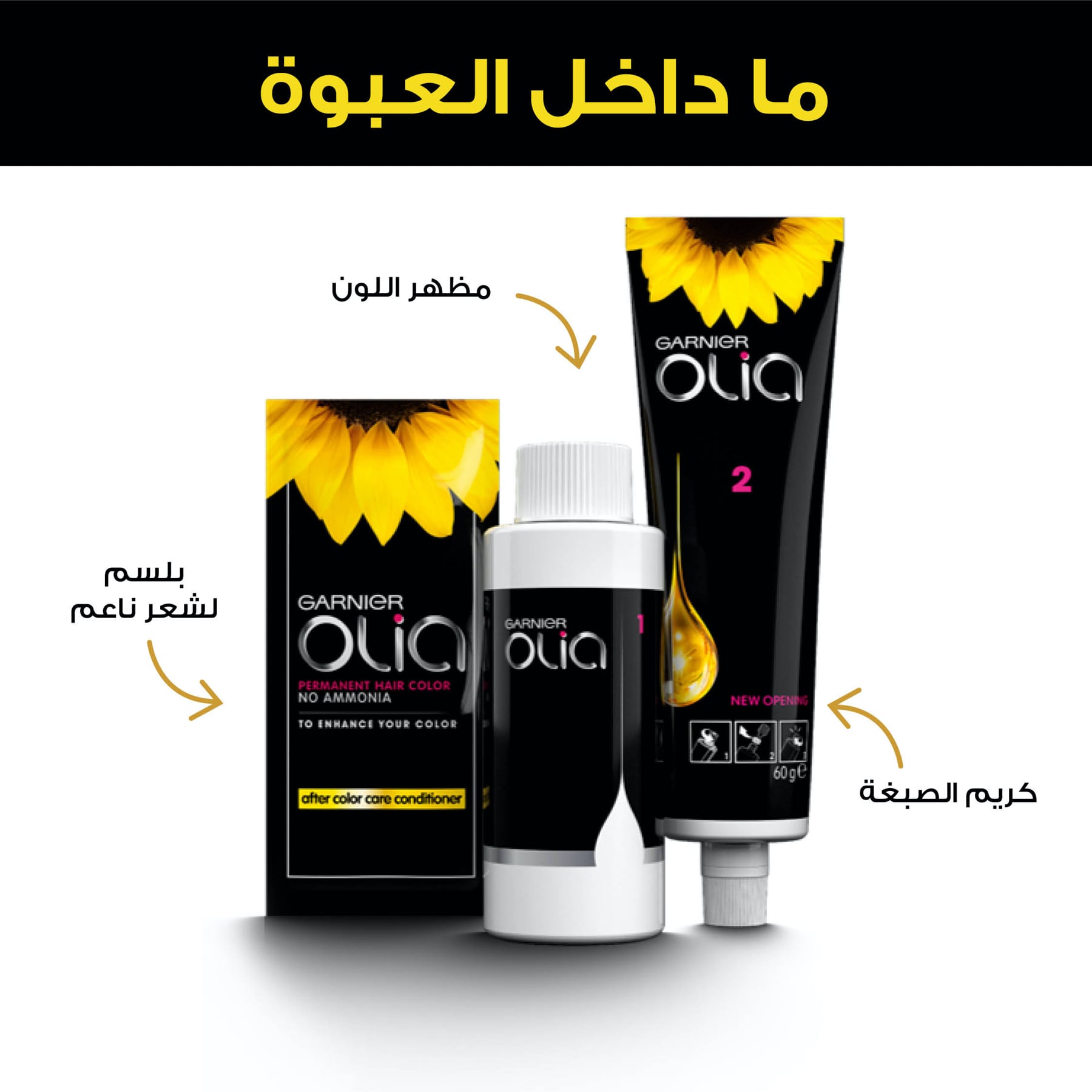 Olia No Ammonia Permanent Hair Colour 60ml 1.0 Deep Black