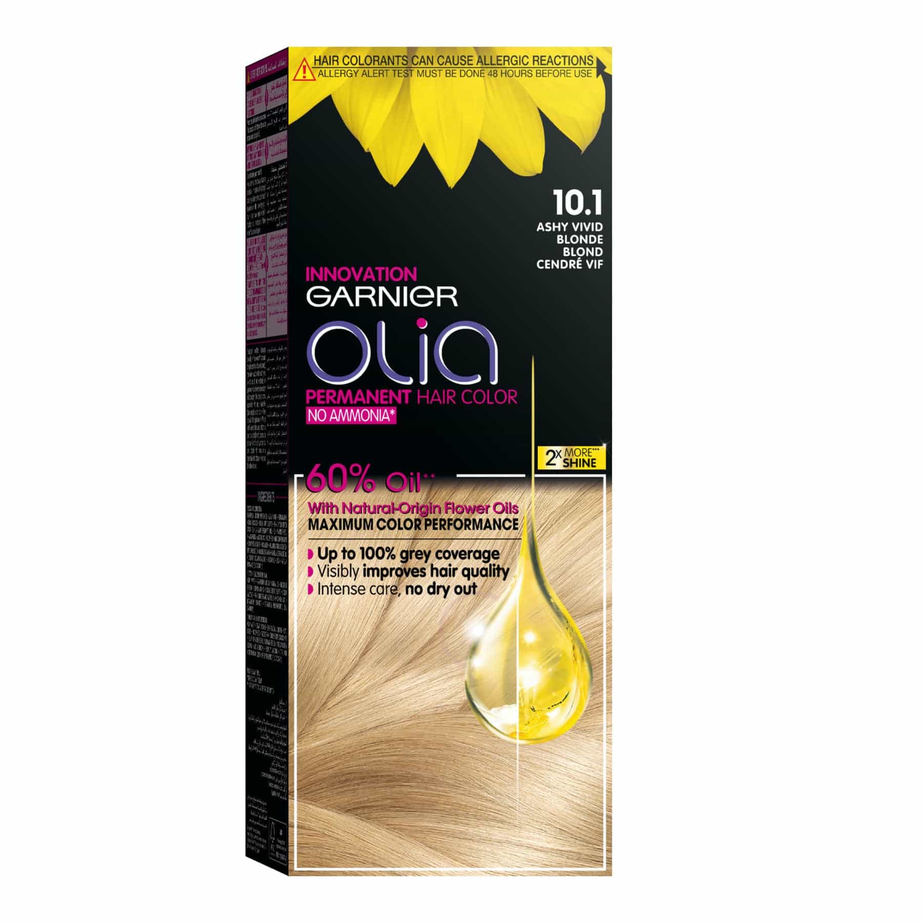 Olia No Ammonia Permanent Hair Colour 60ml 10.1 Ashy Vivid Blonde