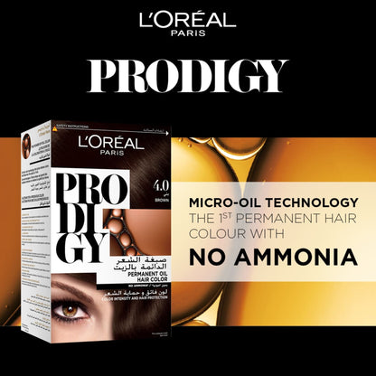 Prodigy No Ammonia Permanent Hair Colour 60ml 4.0 Brown|60ml