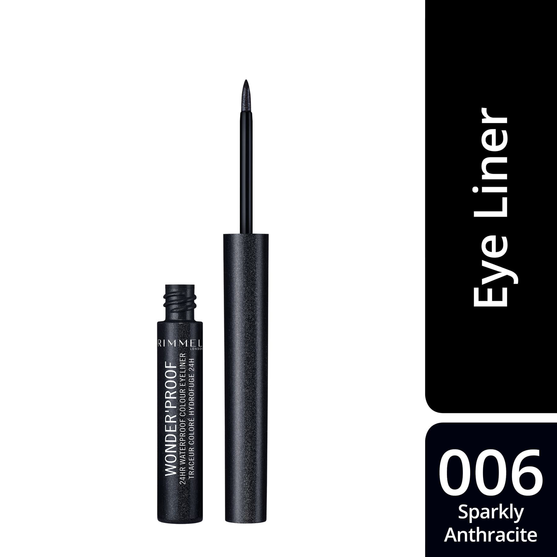Wonder'Proof 24Hr Waterproof Colour Liquid Eyeliner 1.4ml 006 Sparkly Anthracite|1.4ml
