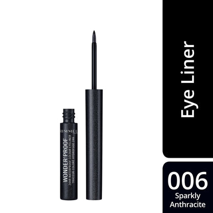 Wonder'Proof 24Hr Waterproof Colour Liquid Eyeliner 1.4ml 006 Sparkly Anthracite|1.4ml