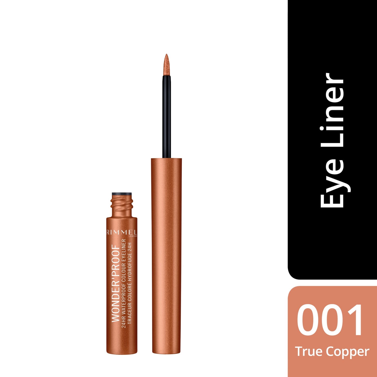 Wonder'Proof 24Hr Waterproof Colour Liquid Eyeliner 1.4ml 001 True Copper|1.4ml