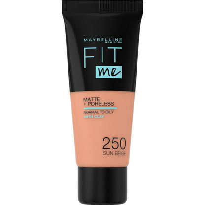 Fit Me Matte + Poreless Foundation Matte Finish 30ml 250 Sun Beige|30ml