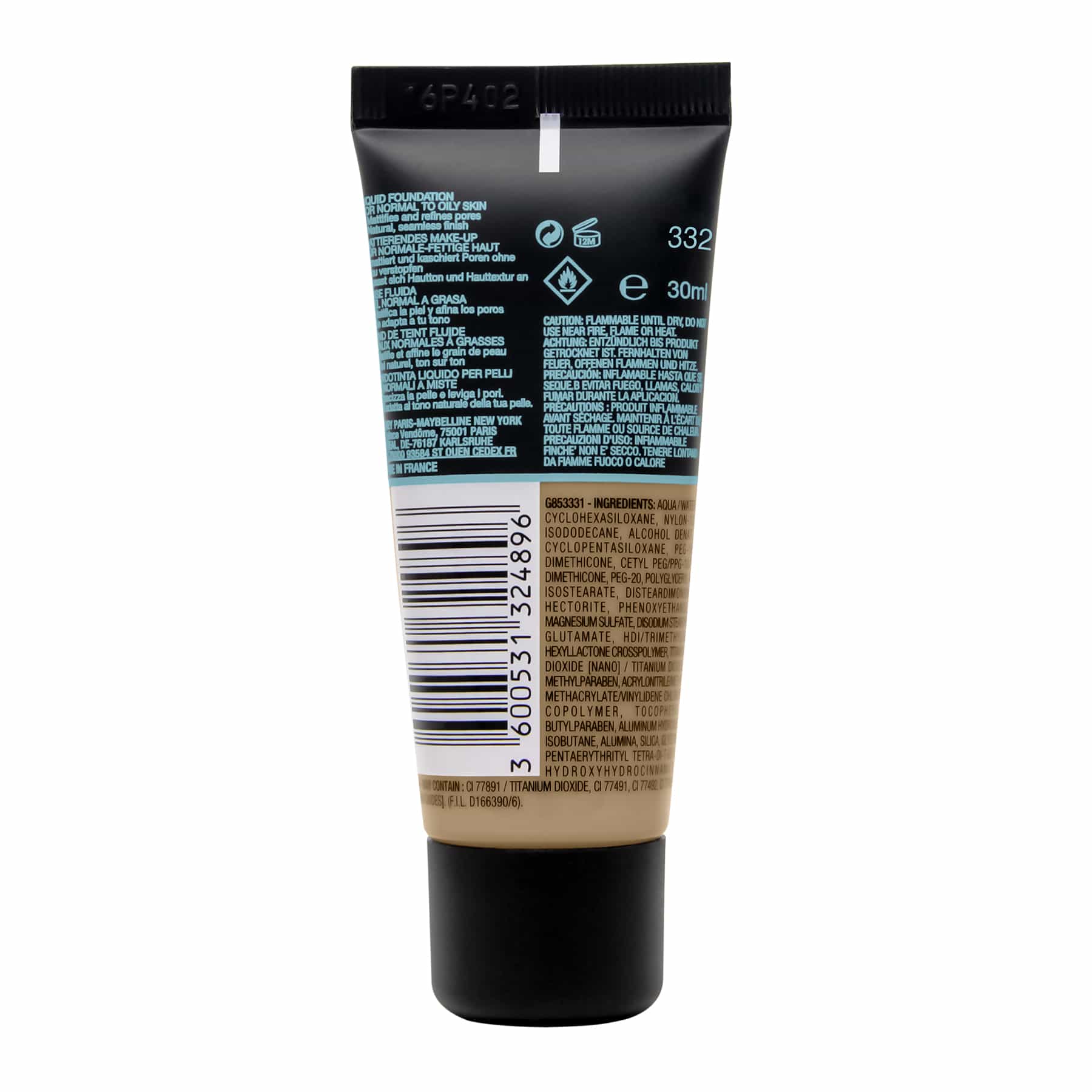Fit Me Matte + Poreless Foundation Matte Finish 30ml 332 Golden Caramel|30ml