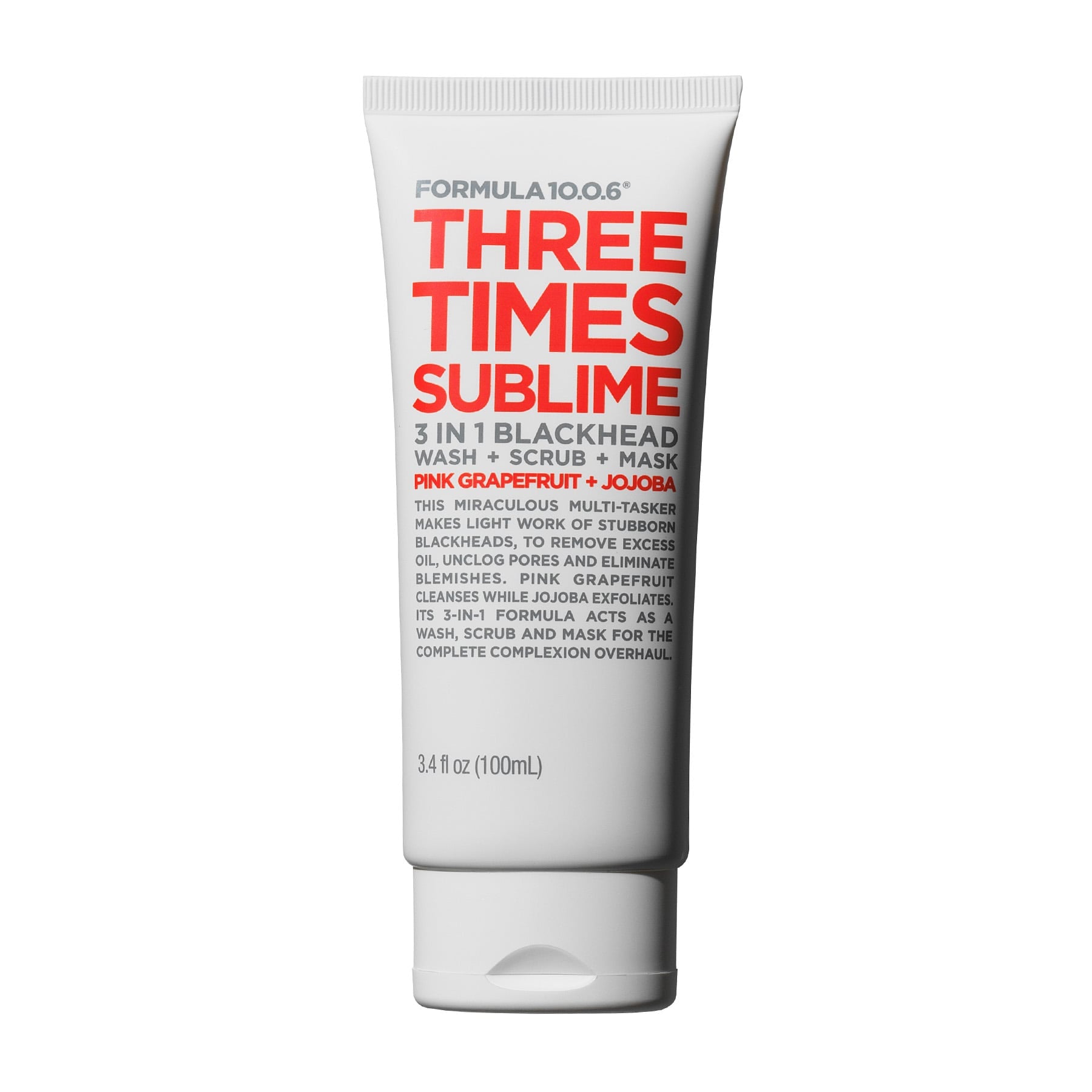 Three Times Sublime 3-in-1 Blackhead Face Wash + Scrub + Mask Pink Grapefruit + Jojoba 100ml White|100ml