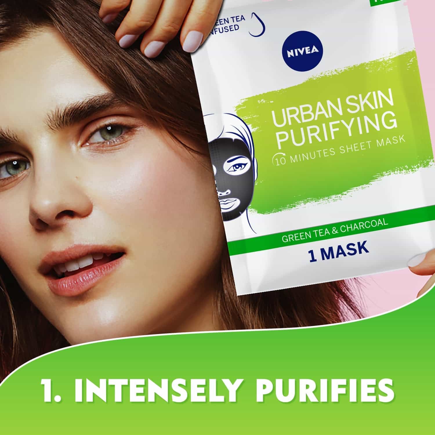 Urban Skin Purifying Sheet Mask Green Tea & Charcoal 1pc
