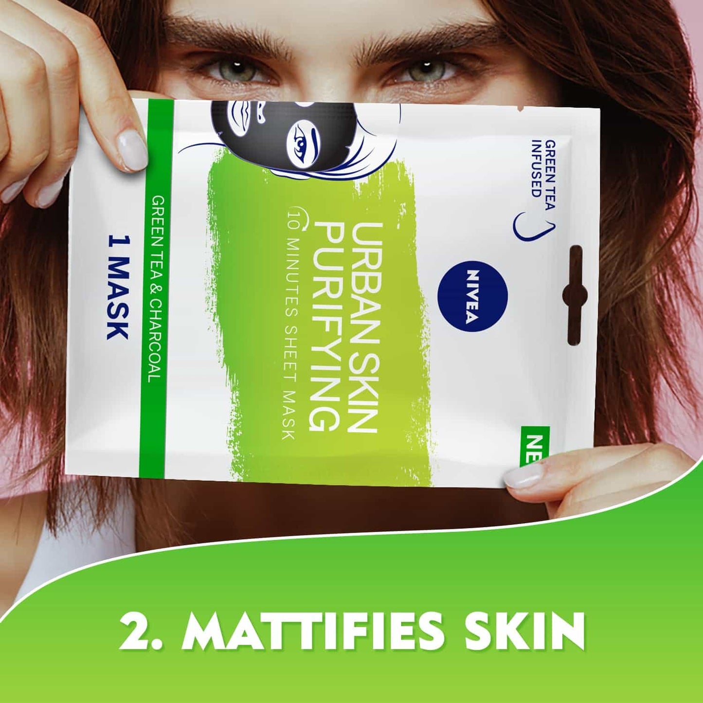 Urban Skin Purifying Sheet Mask Green Tea & Charcoal 1pc