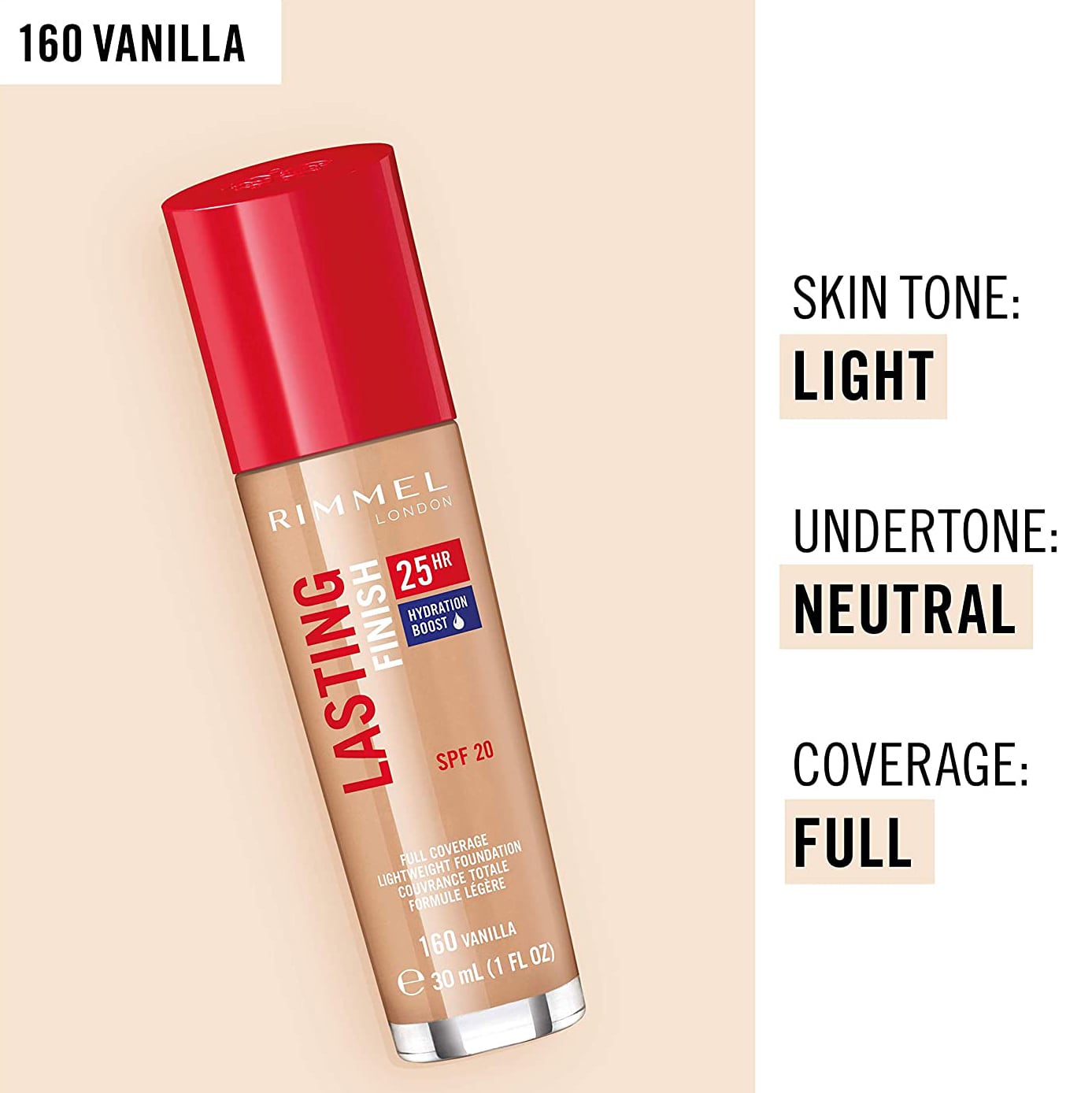 Lasting Finish 25Hr Natural Finish Foundation 30ml 160 Vanilla|30ml