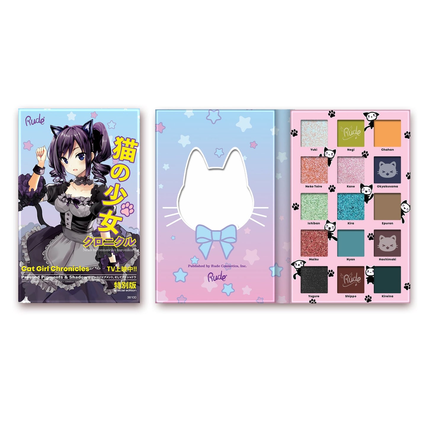 Manga Collection Pressed Pigments & Shadows Palette - 15 shades Cat Girl Chronicles|21.8g