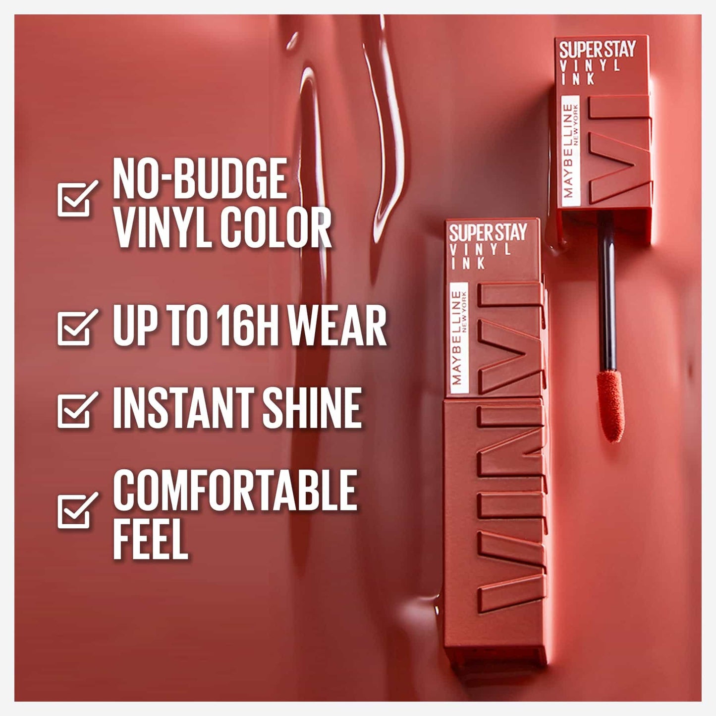 Super Stay Vinyl Ink Nudes Gloss Lipstick 120 Punchy