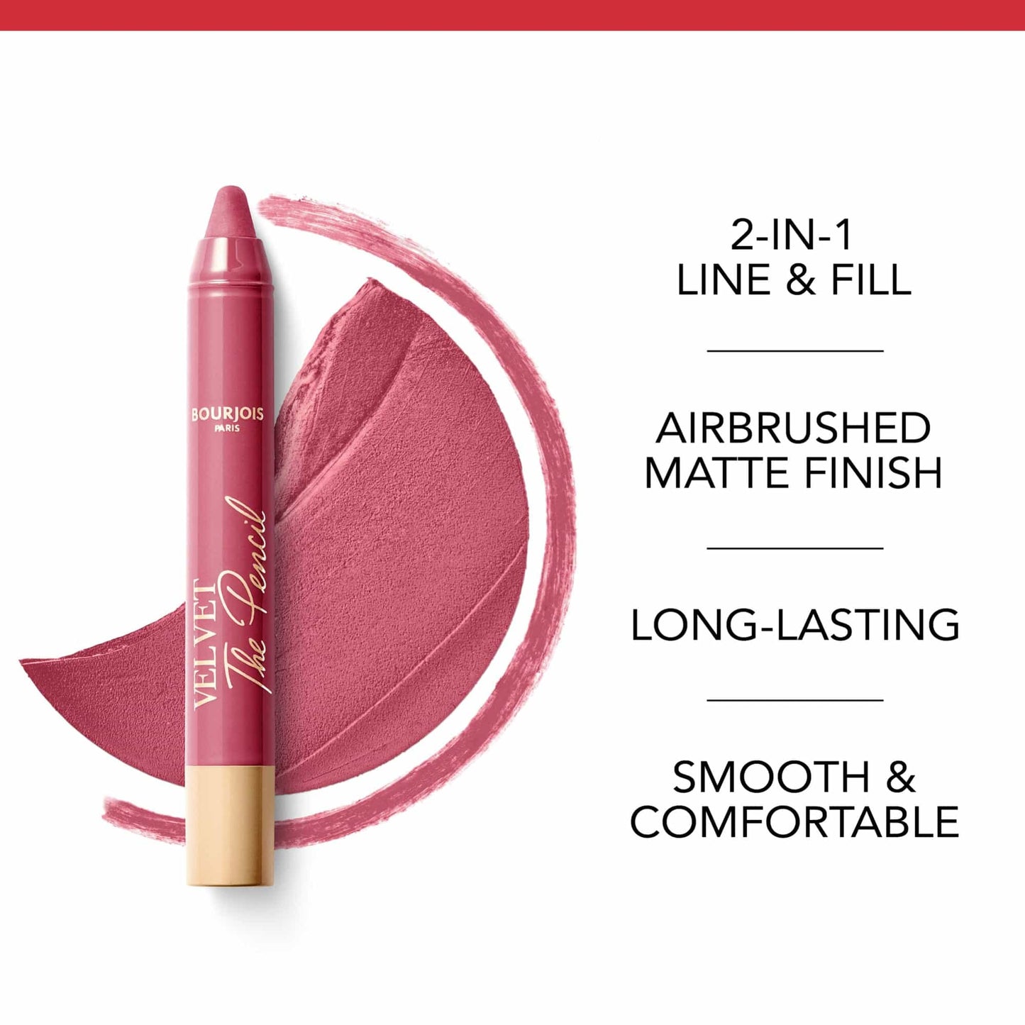 Velvet The Pencil Matte Finish Lipliner 1.8g Amou-Rose|3g