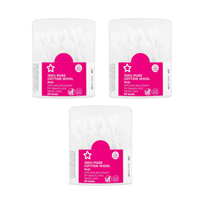Cotton Wool Buds 80pcs x 3 packs 3 x 80pcs